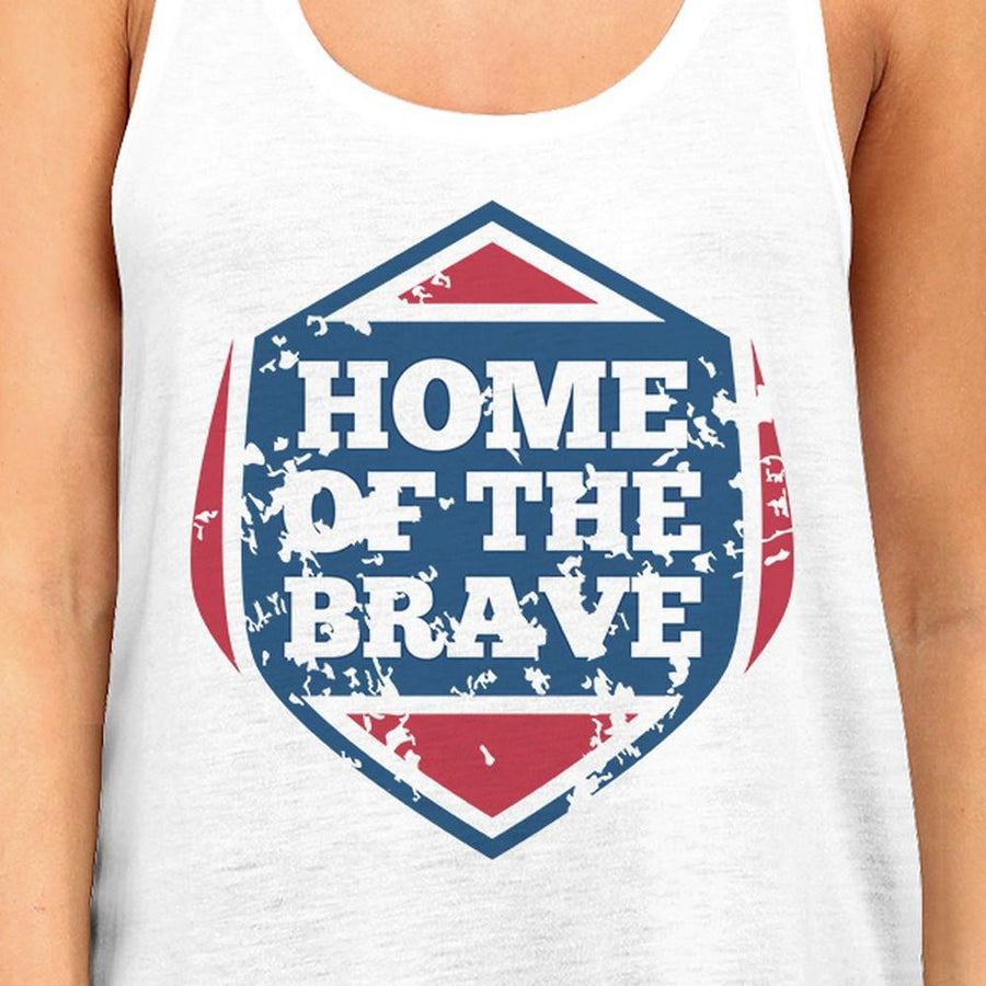 Home Of The Brave White Cotton Unique Graphic Tank Top For Women