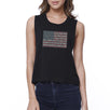 50 States Us Flag Womens Black Crop Tee Funny 4th Of July Tank Top