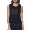 Liberty & Justice Womens Black Sleeveless Tee 4th Of July Crop Tee