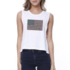 50 States Us Flag Womens White Crop Tee Funny 4th Of July Tank Top