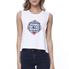 Home Of The Brave White Cotton Unique Graphic Crop Tee For Women