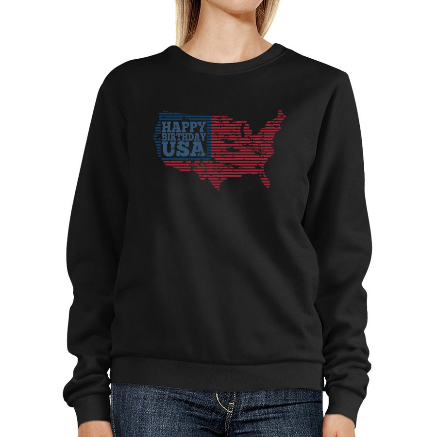 Happy Birthday USA Unisex Black Sweatshirt Crewneck Pullover Fleece