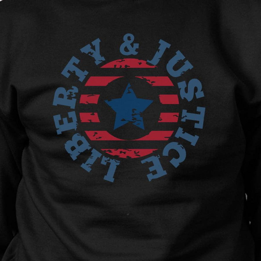 Liberty & Justice Unisex Graphic Sweatshirt Black Crewneck Pullover