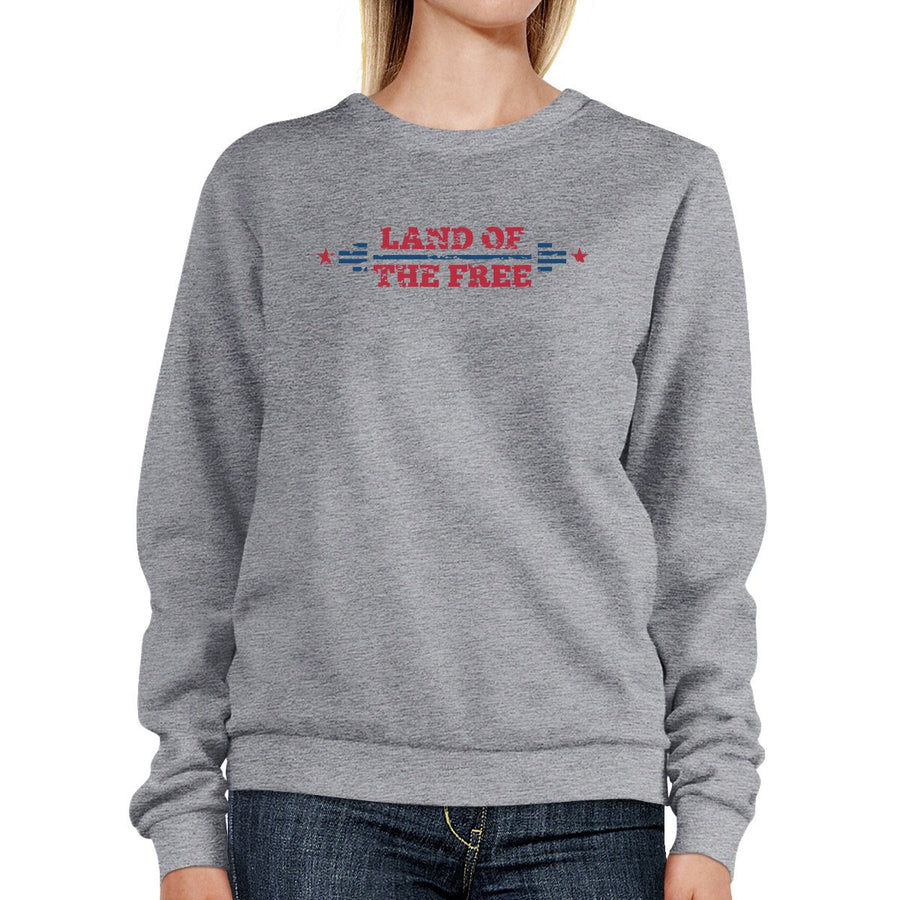 Land Of The Free Unisex Graphic Sweatshirt Gray Crewneck Pullover