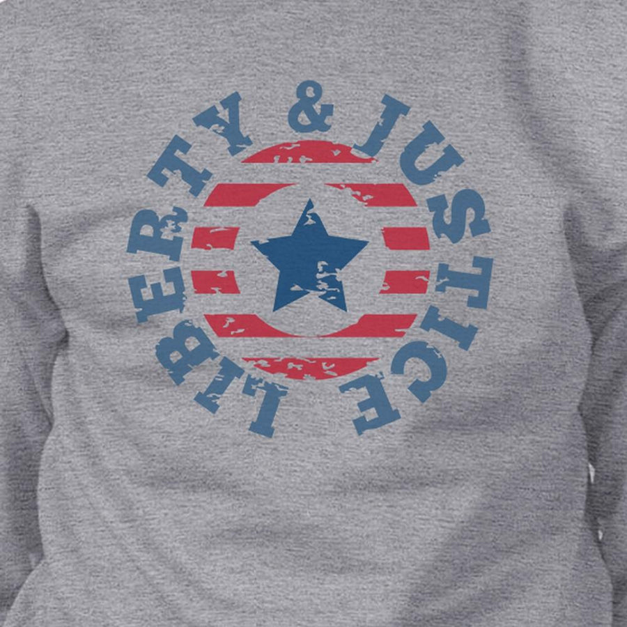 Liberty & Justice Unisex Graphic Sweatshirt Grey Crewneck Pullover