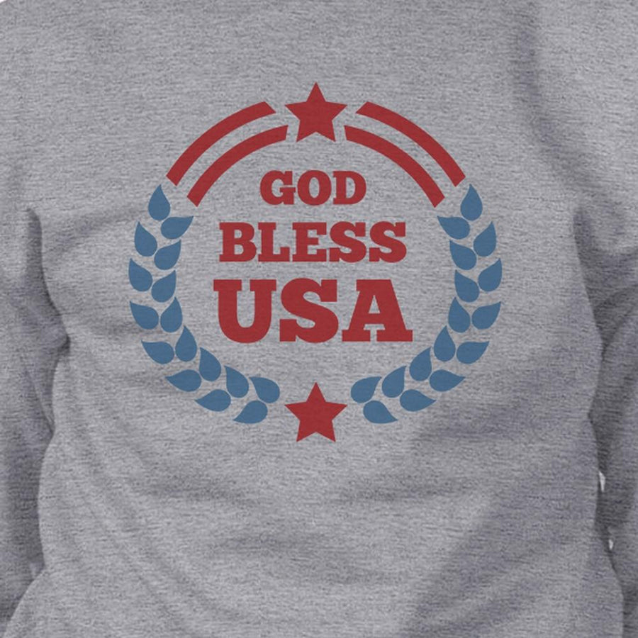 God Bless USA Unisex Graphic Sweatshirt Grey Round Neck Pullover