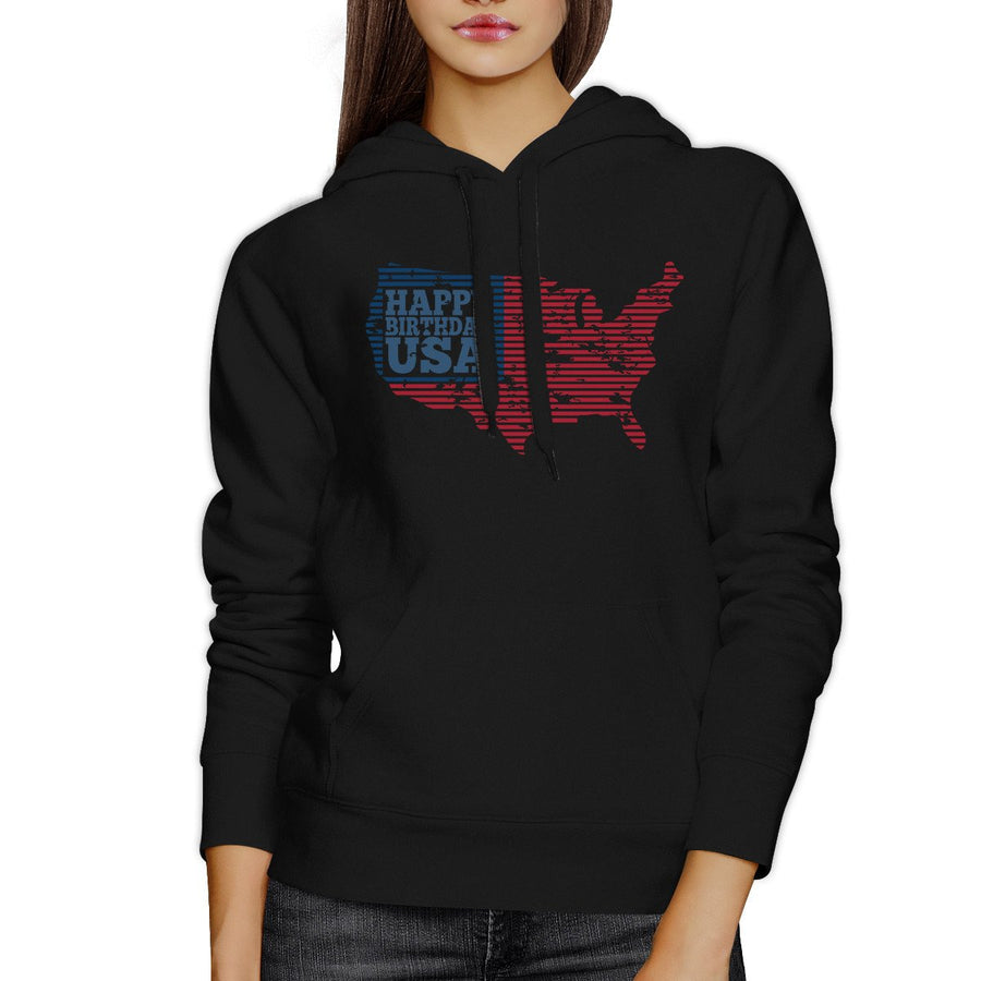 Happy Birthday USA Unisex Black Hoodie Crewneck Pullover Fleece Top