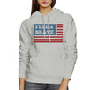 Free & Brave Us Flag Unisex Grey Hoodie Round Neck Pullover Fleece