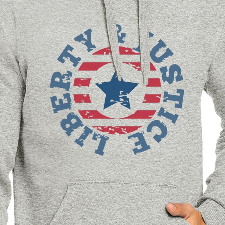 Liberty & Justice Unisex Graphic Hoodie Gift Grey Crewneck Pullover