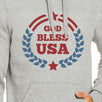 God Bless USA Unisex Graphic Hoodie Grey Round Neck Pullover Top