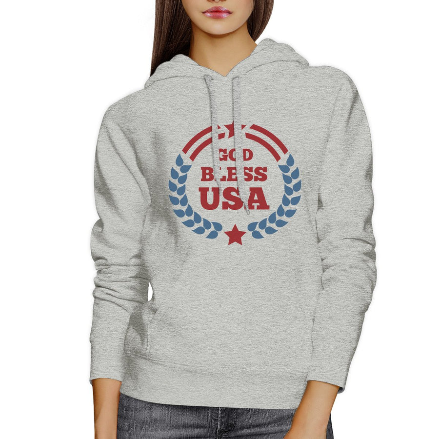 God Bless USA Unisex Graphic Hoodie Grey Round Neck Pullover Top