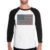 50 States Us Flag Mens Black Graphic Raglan Tee Cotton Round Neck