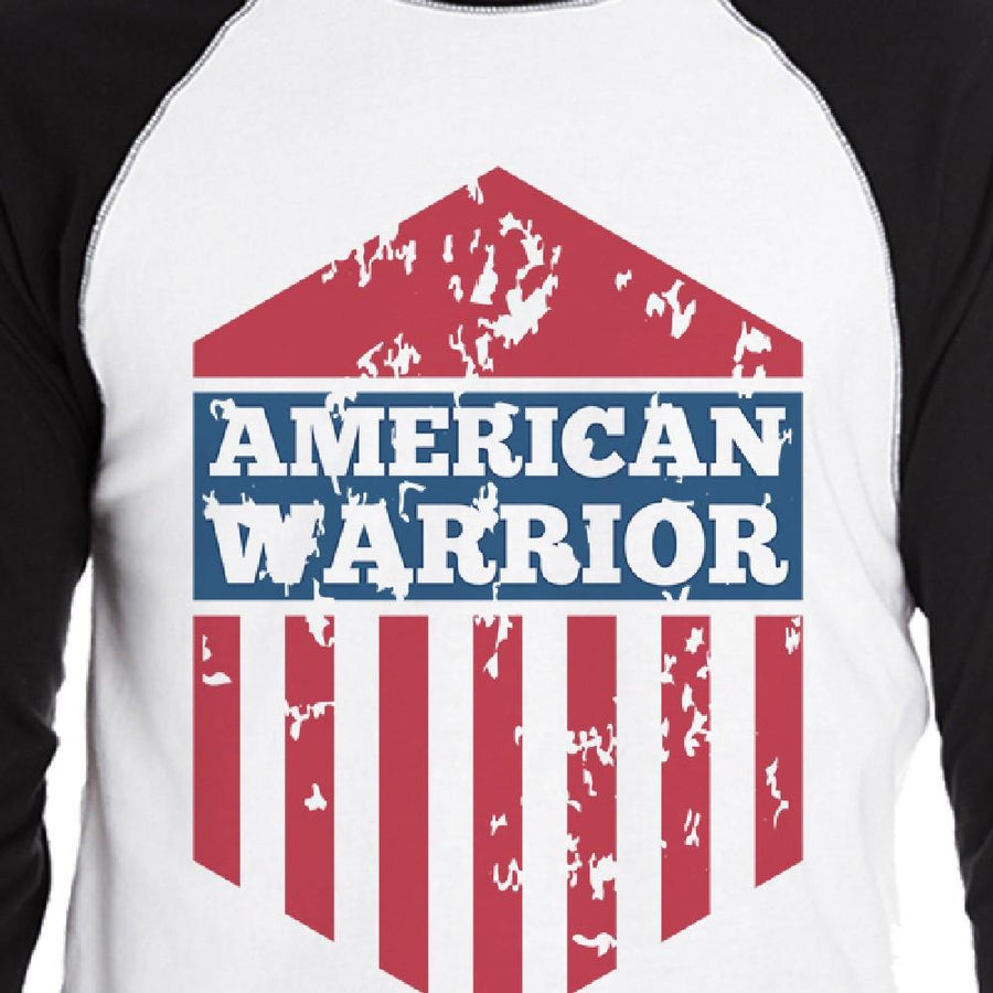 American Warrior Mens Black Baseball Jersey 3/4 Sleeve Tee Cotton