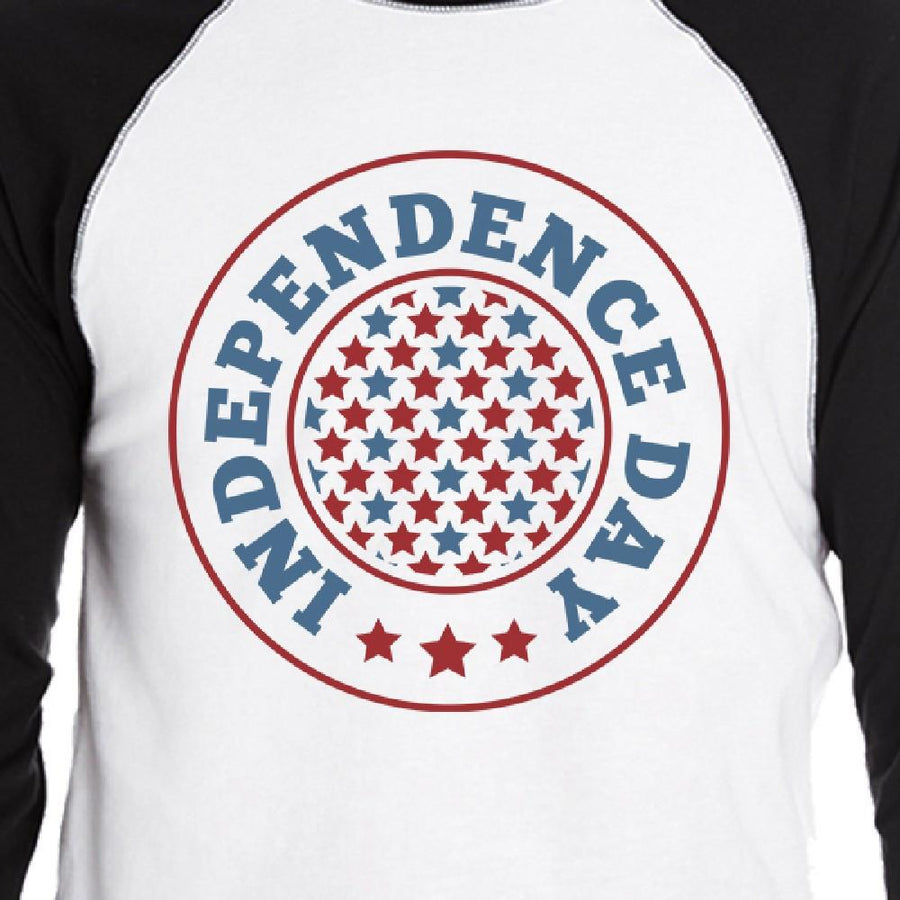 Independence Day Mens White 3/4 Sleeve Raglan Baseball Jersey