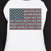 50 States Us Flag Womens Black Graphic Raglan Tee Cotton Round Neck