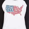 Happy Birthday USA Womens Black Baseball Raglan Tshirt 3/4 Sleeve