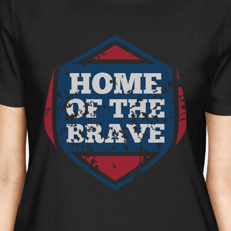 Home Of The Brave American Flag Shirt Womens Black Graphic Tshirt