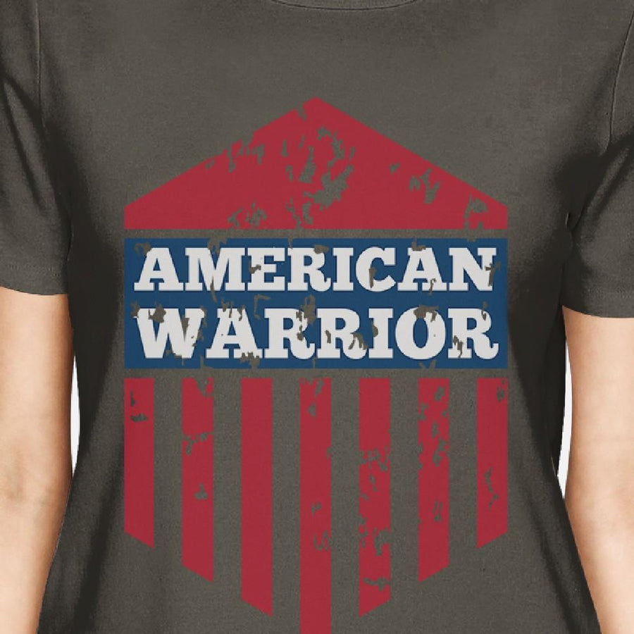 American Warrior Tee Womens Dark Grey Short Sleeve T-Shirt For Her