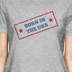 Born In The USA American Flag Shirt Womens Gray Graphic Tee Shirt