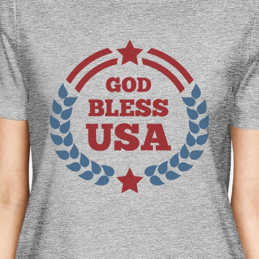 God Bless USA American Flag Shirt Womens Grey 4th Of July T Shirt