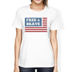 Free & Brave US Flag American Flag Shirt Womens White Cotton Tshirt