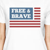 Free & Brave US Flag American Flag Shirt Womens White Cotton Tshirt