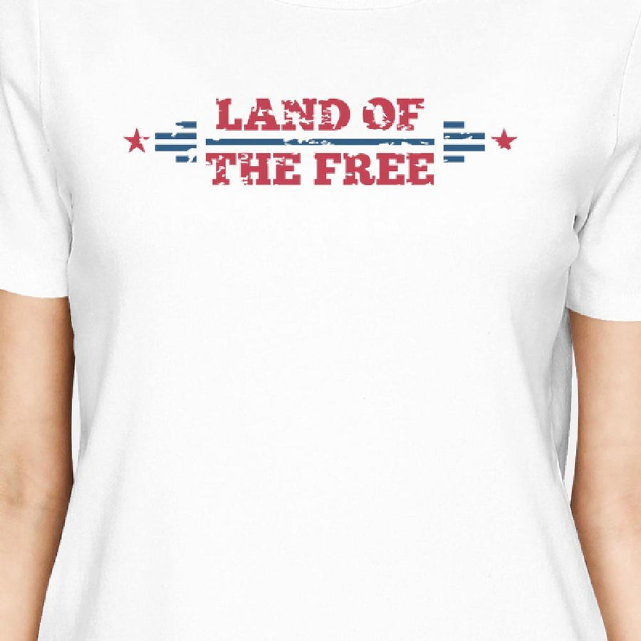 Land Of The Free American Flag Shirt Womens White Graphic T-Shirt