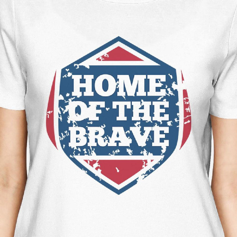 Home Of The Brave American Flag Shirt Womens White Graphic Tshirt