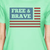 Free Brave US Flag American Flag Shirt Womens Mint Graphic Tee