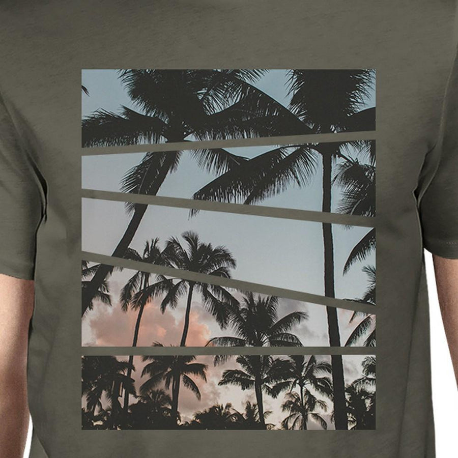 Palm Tree Split Photo Mens Unique Graphic Top Perfect Summer Shirt