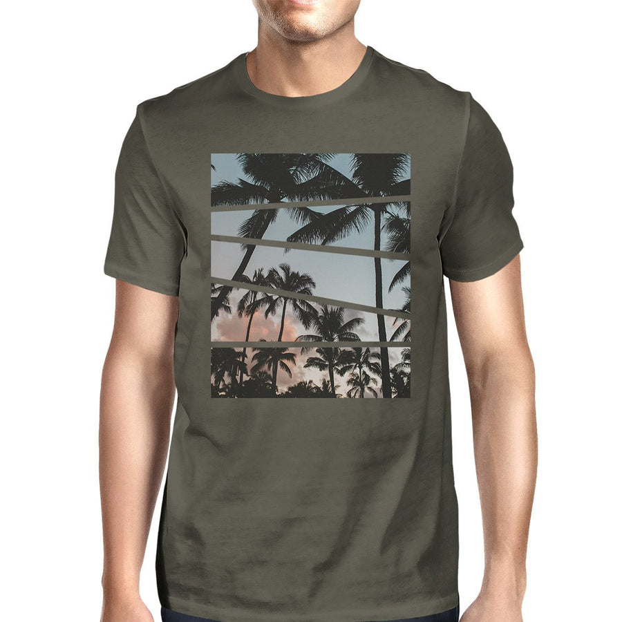 Palm Tree Split Photo Mens Unique Graphic Top Perfect Summer Shirt