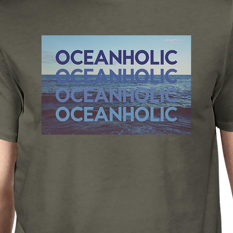 Oceanholic Photography Mens Dark Grey T-Shirt Cotton Round Neck