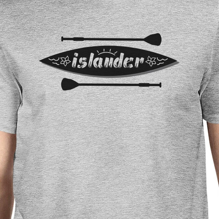 Islander Paddle Board Design Mens Grey Tee Crew Neck Summer Tee