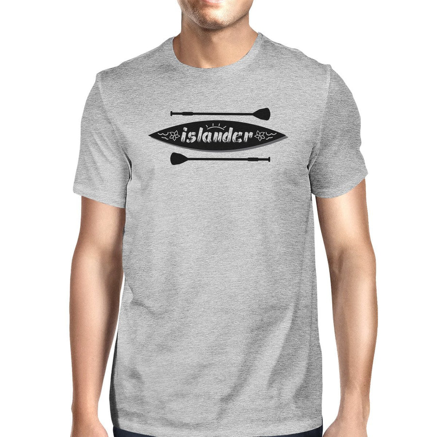 Islander Paddle Board Design Mens Grey Tee Crew Neck Summer Tee