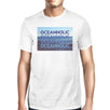 Oceanholic Mens White Graphic Tee Lightweight Tropical Design Tee