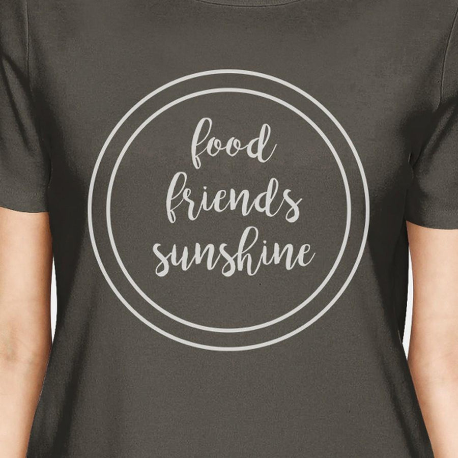 Food Friends Sunshine Womens Dark Gray Crewneck Tee Shirt Cotton