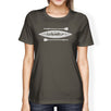 Islander Womens Dark Grey Paddle Board Graphic Tee Shirt Round Neck