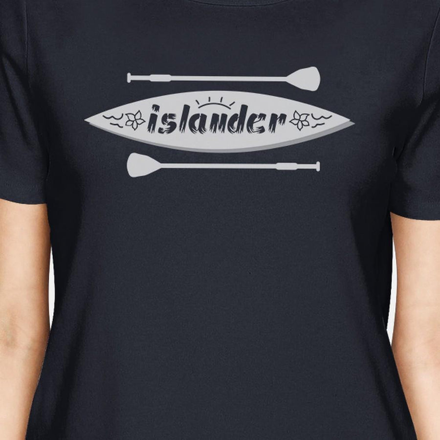 Islander Womens Navy Paddle Board Graphic Tee Shirt Round Neck