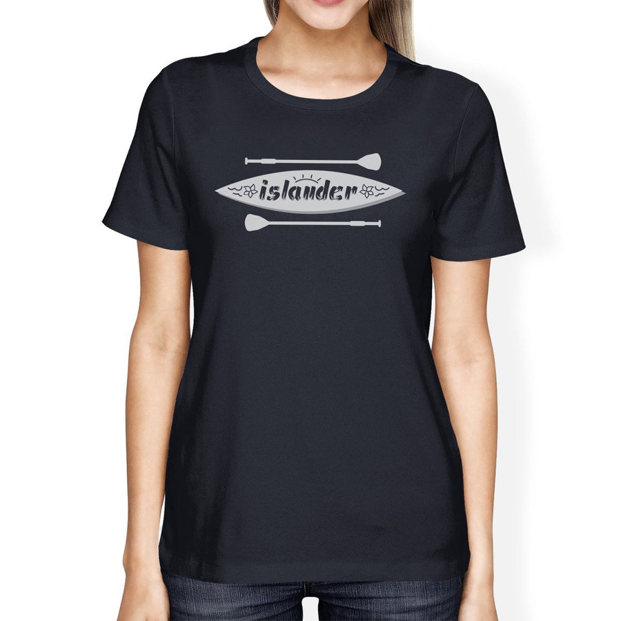 Islander Womens Navy Paddle Board Graphic Tee Shirt Round Neck