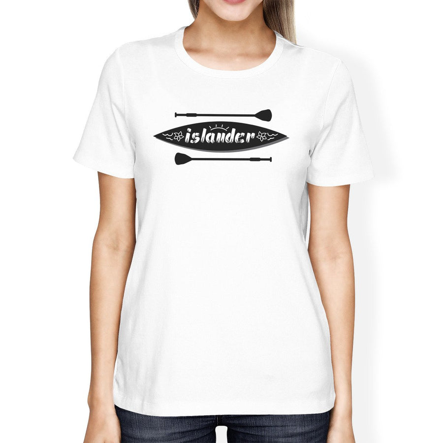 Islander Paddle Board Design Womens White Tee Crew Neck Summer Tee