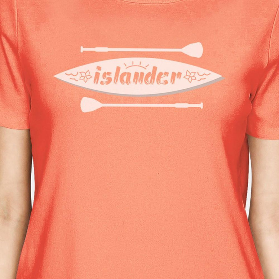 Islander Paddle Board Design Womens Peach Tee Crew Neck Summer Tee