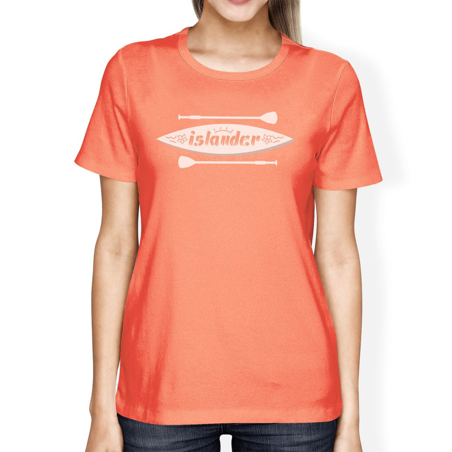 Islander Paddle Board Design Womens Peach Tee Crew Neck Summer Tee