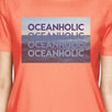 Oceanholic Womens Peach Graphic Lightweight Tropical Design Tshirt