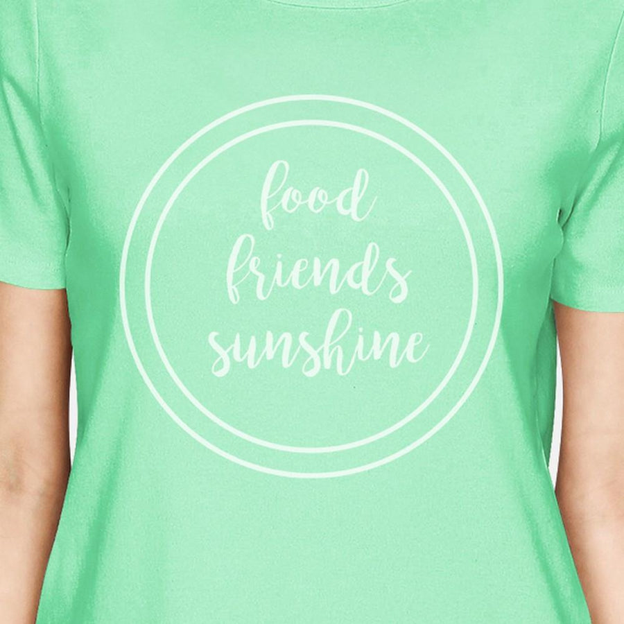 Food Friends Sunshine Womens Mint Crewneck Graphic Tee Shirt Cotton