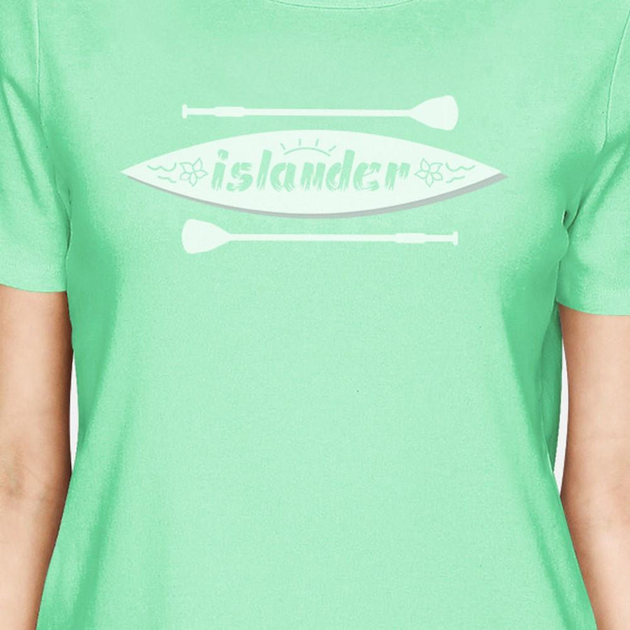 Islander Womens Mint Paddle Board Graphic T-Shirt Round Neck Cotton