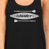 Islander Paddle Board Design Womens Black Tanks Round Neck Line Top