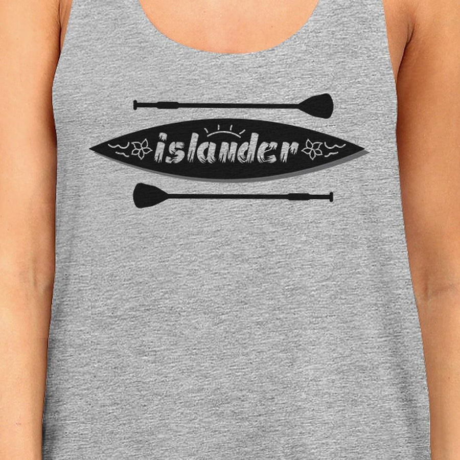 Islander Paddle Board Womens Grey Tanks Crewneck Line Summer Tanks