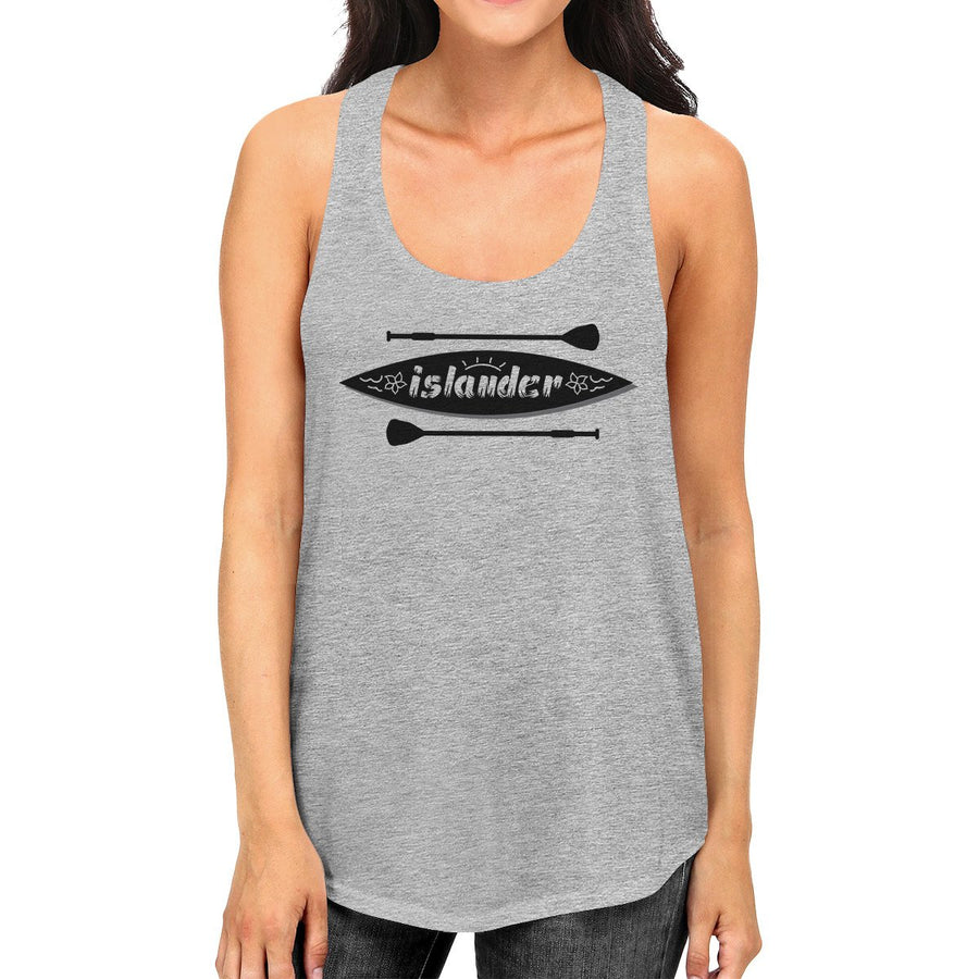 Islander Paddle Board Womens Grey Tanks Crewneck Line Summer Tanks