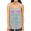 Ocean Is My Vitamin Sea Womens Gray Sleeveless Shirt Graphic Tank