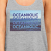 Oceanholic Womens Gray Graphic Tanks Lightweight Tropical Tank Top